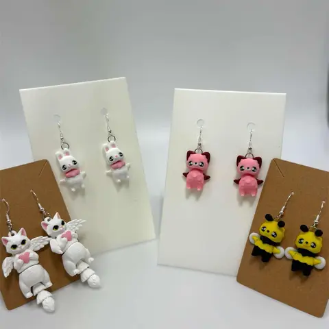 Cute Animal Food Theme Earrings Coffee 3D Printed Accesories Sterling Silver Nickle Free Cats Bunnies Cows