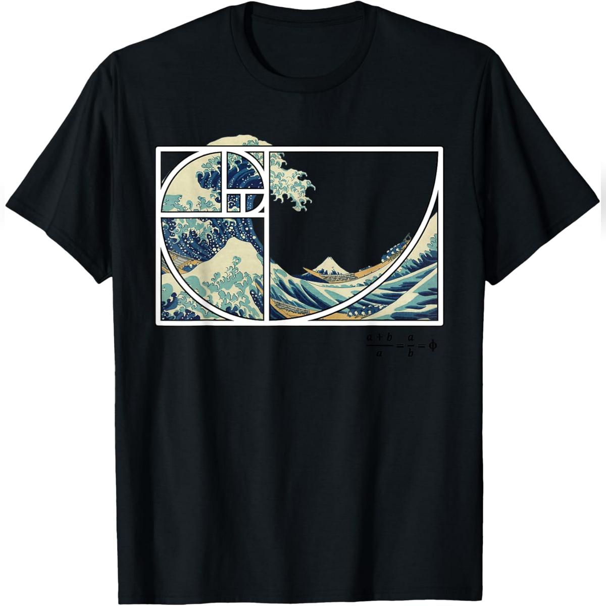The Great Fibonacci Wave Off Kanagawa T-Shirt Relaxed Fit Cotton T-Shirt