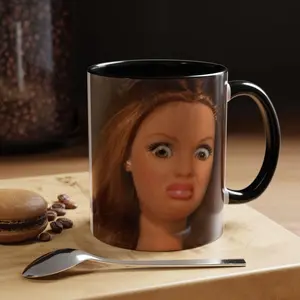 Doll Face Mug Disgusted Barbie Coffee Cup Weird Unhinged Humour Gift Surreal Meme Mug Funny Gift For Friend Novelty Mug