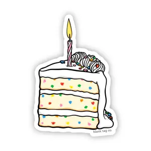 Blank Tag Co.® Waterproof Sticker - Slice of Birthday Cake