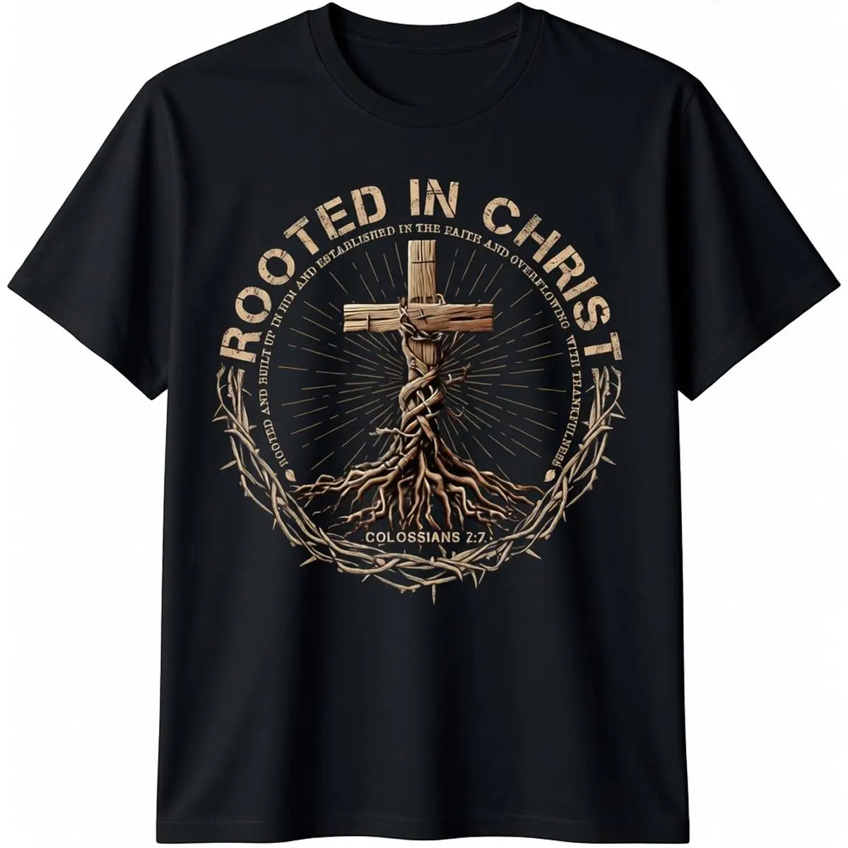 [100% Cotton] Rooted in Christ Shirt, Jesus Shirts, Christian Cross T-Shirt streetwear dtf printing