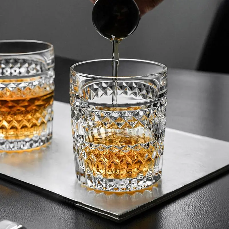 Bohemia Crystal Whiskey Glass, 1 Pair Vintage Whiskey Glass, High-end Drinking Cup for Home Office Use, Gift for Men, Drinkware