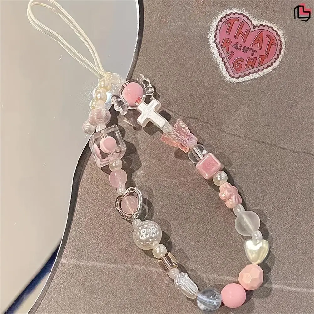 Cute Flower & Butterfly Decor Beaded Phone Chain, Y2K Phone Lanyard, Phone Strap for Women & Girls, Fashion Phone Accessories for iPhone, Camera, Key, Phone Charms, Cell Phone Charm, Phone Decoration