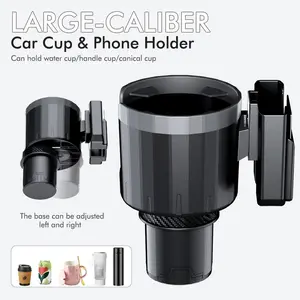 Multifunctional Car Cup Holder with Phone Slot, Adjustable Base Fits All Cup Holders, Durable Design & Easy Installation
