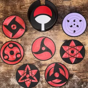 Uchiha Coaster Set - 7-Piece Decorative Coasters