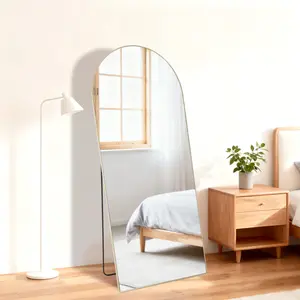Arched Top Full-Length Floor Mirror, Modern Black Metal Frame Full Body Standing Mirror, Large Rectangle Leaning/Free Standing Full Body Mirror for Bedroom, Living Room & Entryway, Sleek Minimalist Design with Shatter-Resistant Glass