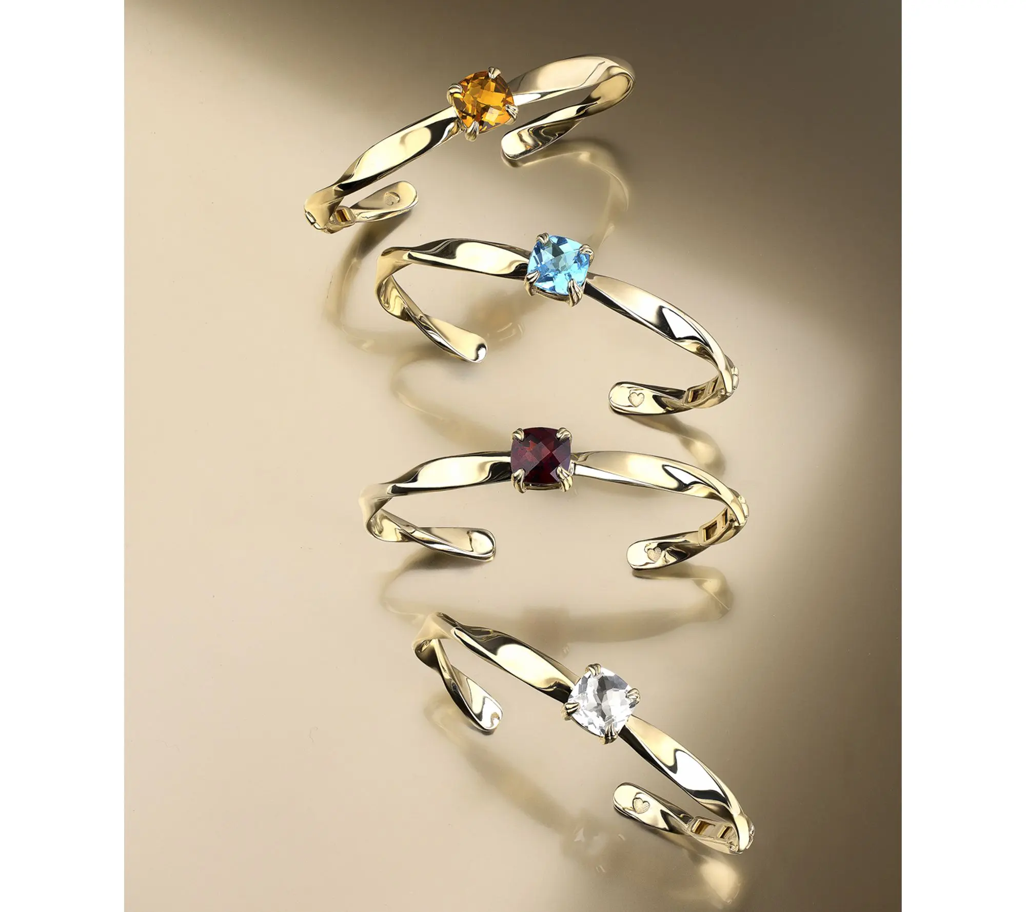 Christian James by Scott Grimes 14K Clad Ripple Gemstone Cuff Bracelet