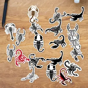 Stickers Pack 20 Pcs Black Guitar Scorpion Bottle Car Bumper Bike Water Colorful Skateboard Aesthetic Waterproof Laptop Luggage Vinyl