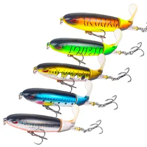 5 pcs/set 13G 10cm top water pencil fishing lure hard bait with floating rotating tail for bass trout freshwater saltwater