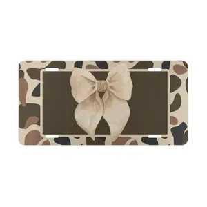 Camo Bow Vanity Plate, Pink Coquette Country Girl Car Tag, Rustic Outdoor Vehicle Decor, Southern Aesthetic License Plate