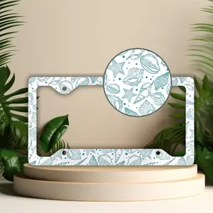 Light Blue Seashells Beachy License Plate Frame Ocean Vanity Car Tag Cover Summer Car Decor Beach Theme License Plate Holder Coastal Cowgirl