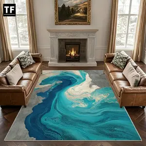 1pc Large Rectangular Wave Gradient Art Rug, 850g/m², Non-Slip Backing, Easy Clean, Velvet, Living Room/bedroom/foyer, Modern Minimalist Style