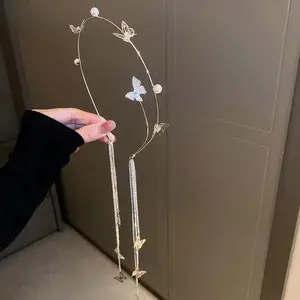 Women's Vintage Butterfly Tassel Hairband, Fairy-Like Photo Prop, Forest Style Headwear, Antique Accessories, 1pc Elegant Hair Clip