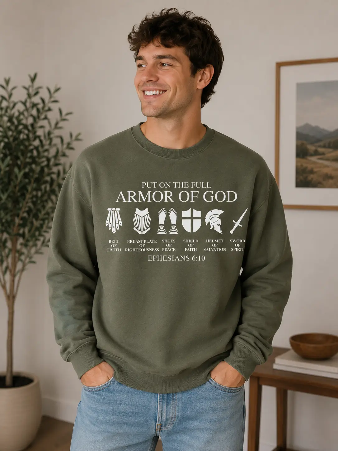 Put on The Full Armor of God Sweathirt, Christian Gifts, Catholic Shirt, Christian Shirts, Bible Verse Shirt