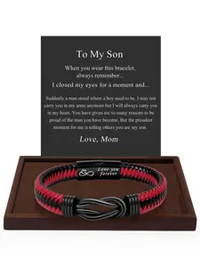 Knotted Infinity Bracelets Jewelry for Son from Mom, Thoughtful Gift, Christmas Birthday Valentine's Day Gifts for Son , Leather Bracelets for Son , Stocking Stuff for Son