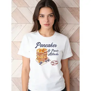 Women's Letter & Pancakes  t-shirt,  Ladies Clothes for Daily Wear