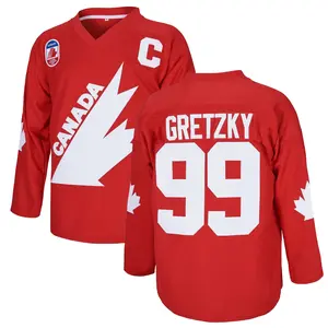 Men's #99 Gretzky Labatt Team Coupe Canada Cup Red  Ice Hockey Jersey，Letter Embroidery Retro Breathable Hockey Uniform