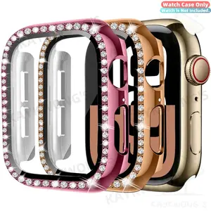 KAYKWONG'S Durable Iwatch Screen Protector Case, Single Row Diamond Design, Fits for iWatch Series 10/9/8/7/6/5/4 Ultra, 49mm-41mm Front Cover Protection