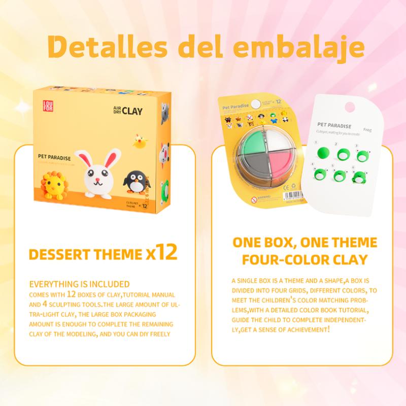 【LOUFOR】Air Dry Clay Kits - Modeling Clay for Kids, Ultra Light & Soft, Safe & Non-Toxic, DIY Airdryclay Kit with Sculpting Tools and Tutorials, Creatible Art Crafts Toys Gifts for Boys Girls，[XmasGifts]   Plastic Gift Set,Blackfriday,Christmas