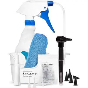 EarClearRX Flexible Tip Kit – Complete at-Home Ear Cleaning Kit for Adults & Kids - Easy-to Use Ear Cleaner - Includes Bottle Washer, Basin, 20 Disposable Tips, Microfiber Towel & Otoscope Penlight