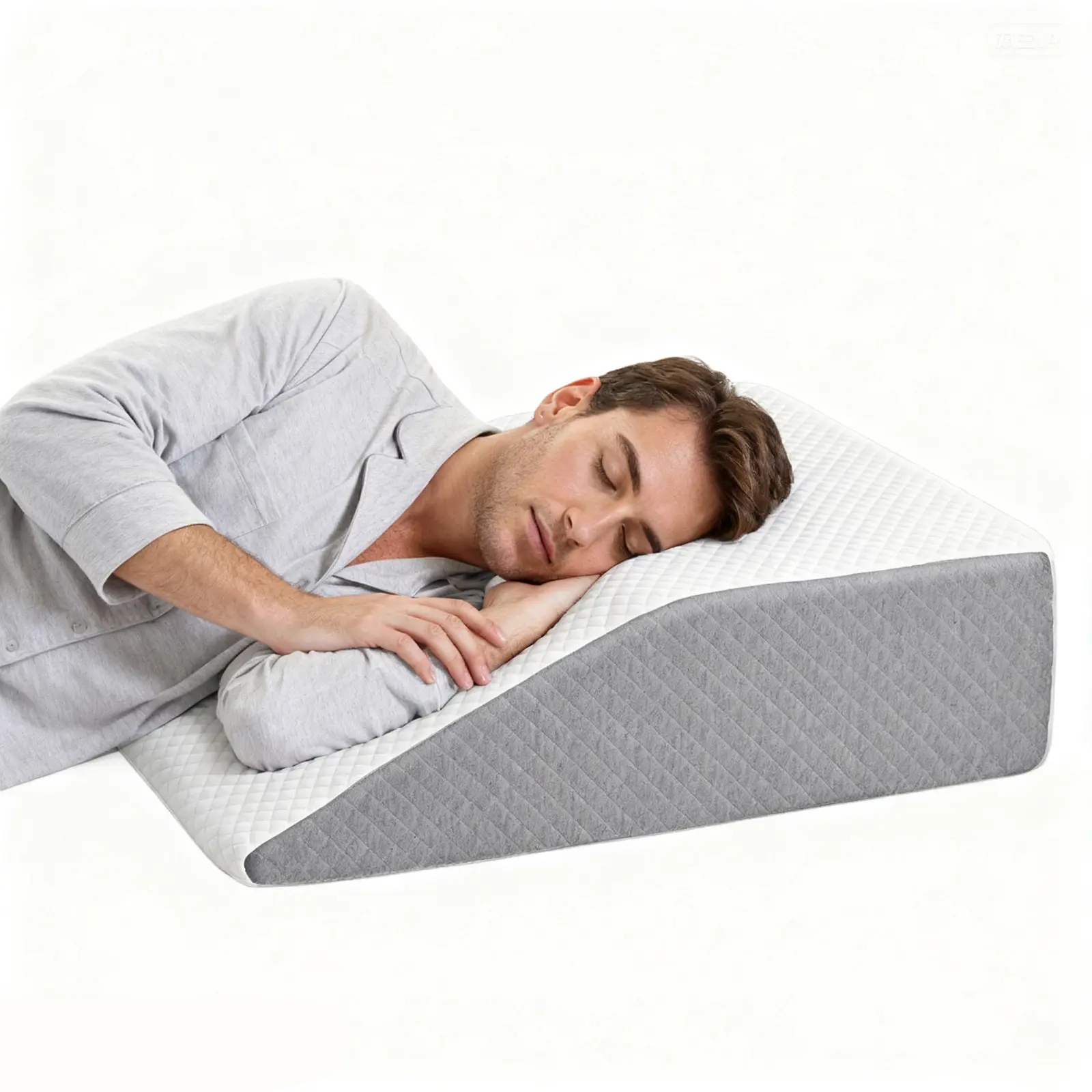 7" Wedge Pillow for Neck Pain & Snoring - Hypoallergenic Memory Foam, Machine Washable Cover #NeckPain #SnoringRelief