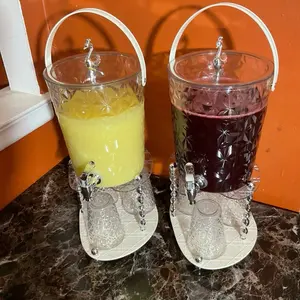 Eye Catching Style 2 Gallons Beverage Dispenser with Stand and 3 Cups for Elegant Entertaining