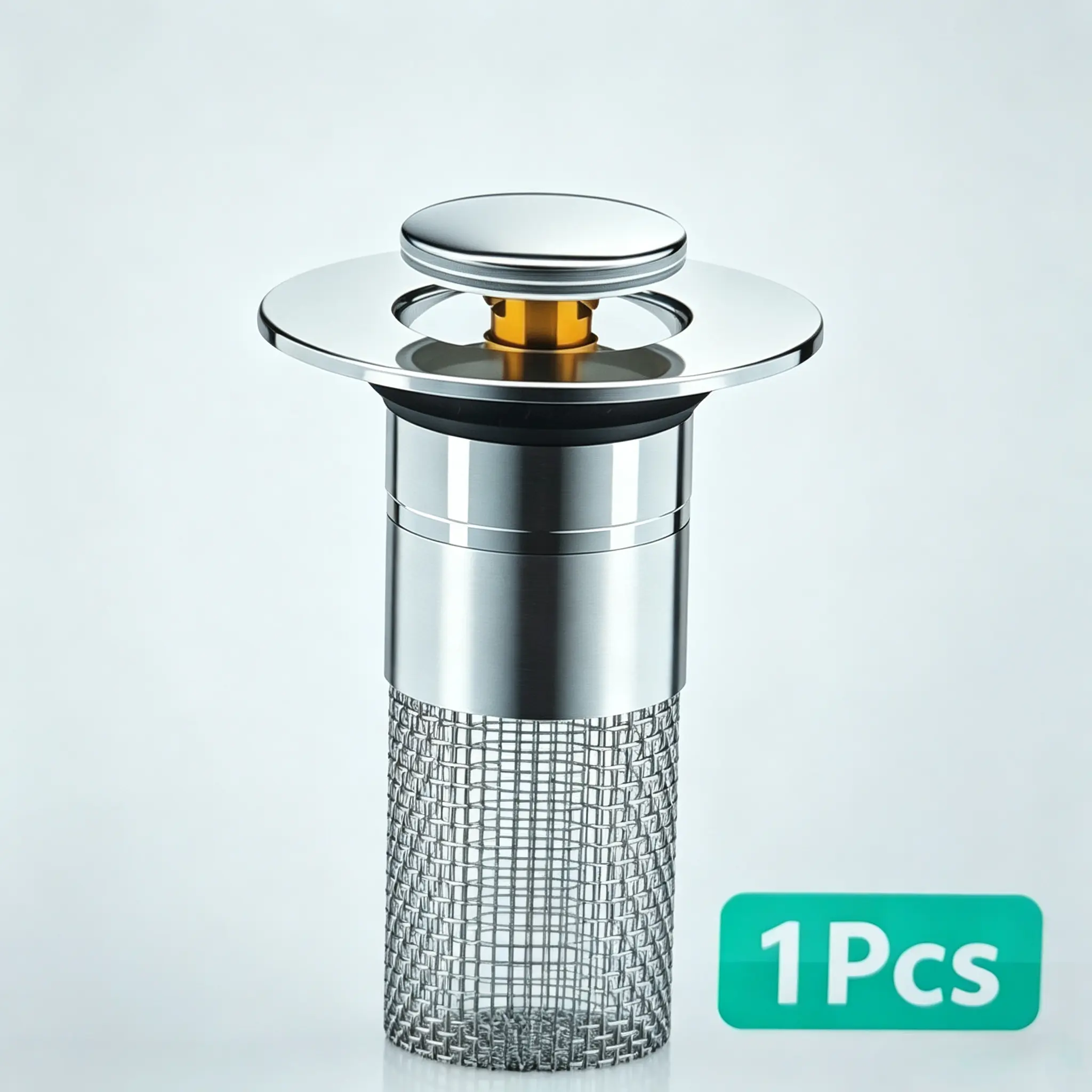 Multi‑Functional Stainless Steel Pop‑Up Sink Drain Stopper with Hair Filter Basket, Catches Hair & Debris to Avoid Pipe Clogging, Universal Fit for Bathroom Sink & Bathtub Drain Replacement