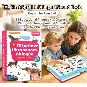 Spanish&English Interactive Educational Toy for Kids 1–6, Bilingual Sound Book for Early Language Learning, Interactive Educational Toy with Talking Alphabet & Number Chart , Perfect Gift Idea for Toddlers