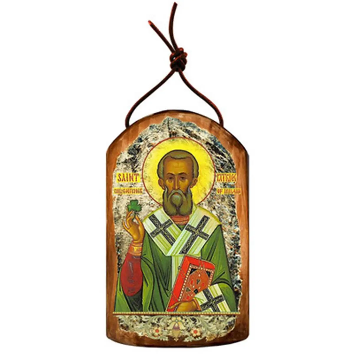 GDeBrekht 87060 Iconic Handmade Saint Patrick-Inspired Wooden Ornament, Home Festive Decor, Wall Accent, Gift for Collectors with Leaf Design