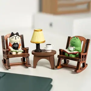 Cute Frog Design Rocking Chair Design Car Ornament, Mini Home Office Decoration, Desktop Decor, Charming Gift for Friends