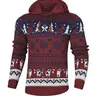 Men's Festive Knitwear Hoodie - Pull-On Long-Sleeve Warm Casual Winter Holiday Top with Reindeer & Snowflake Colorful Patterns, Festive Hood Design