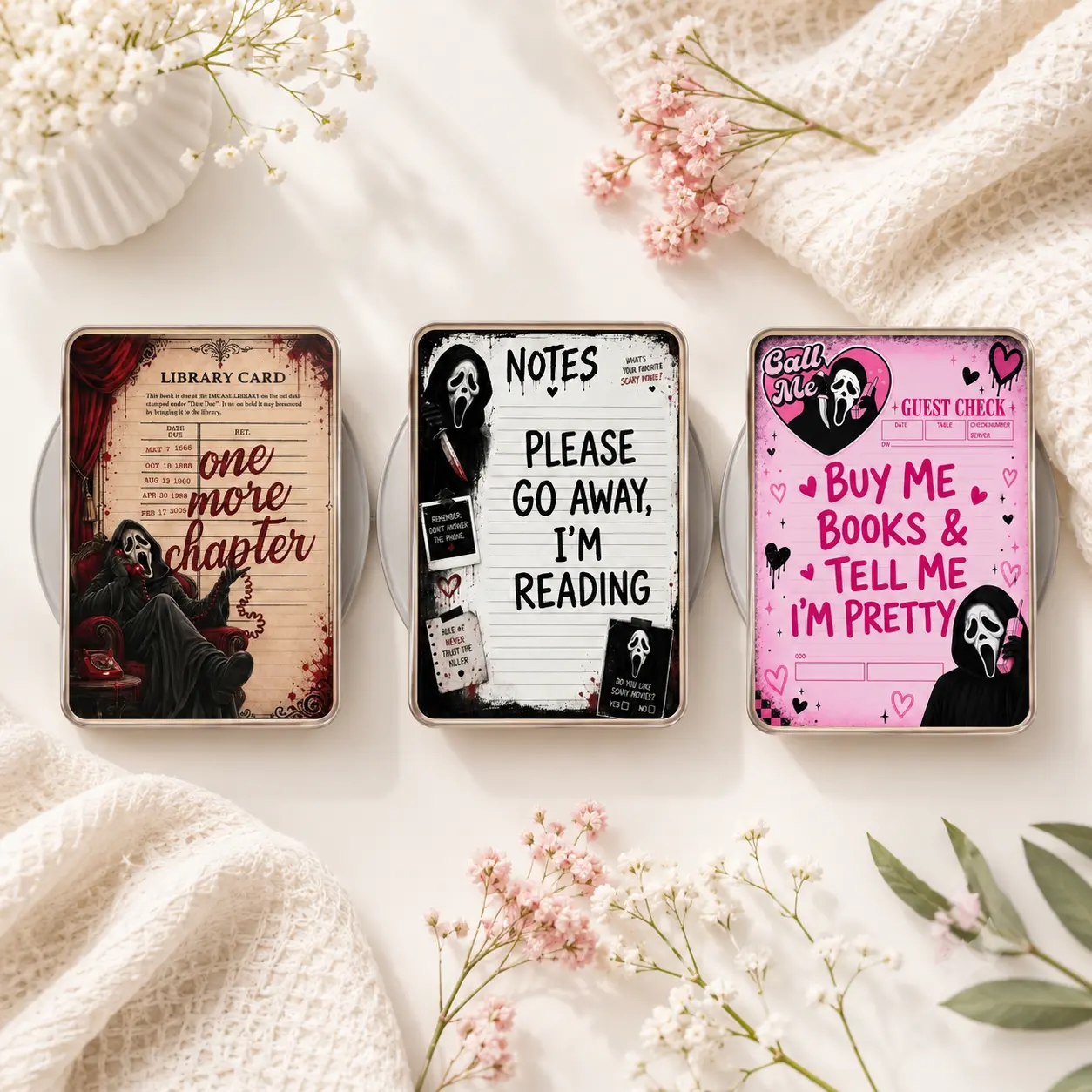 Spooky BookTok Phone Grip, Aesthetic Horror Pop Socket, Cute Reading Phone Stand Spooky BookTok Phone Grip, Aesthetic Horror Pop Socket, Cute Reading Phone Stand
