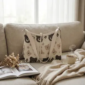 3D Knitted College  Handbag Bear Pattern Fashionable Knitted Women's    spring summerPortable   gift casual style small shoulder