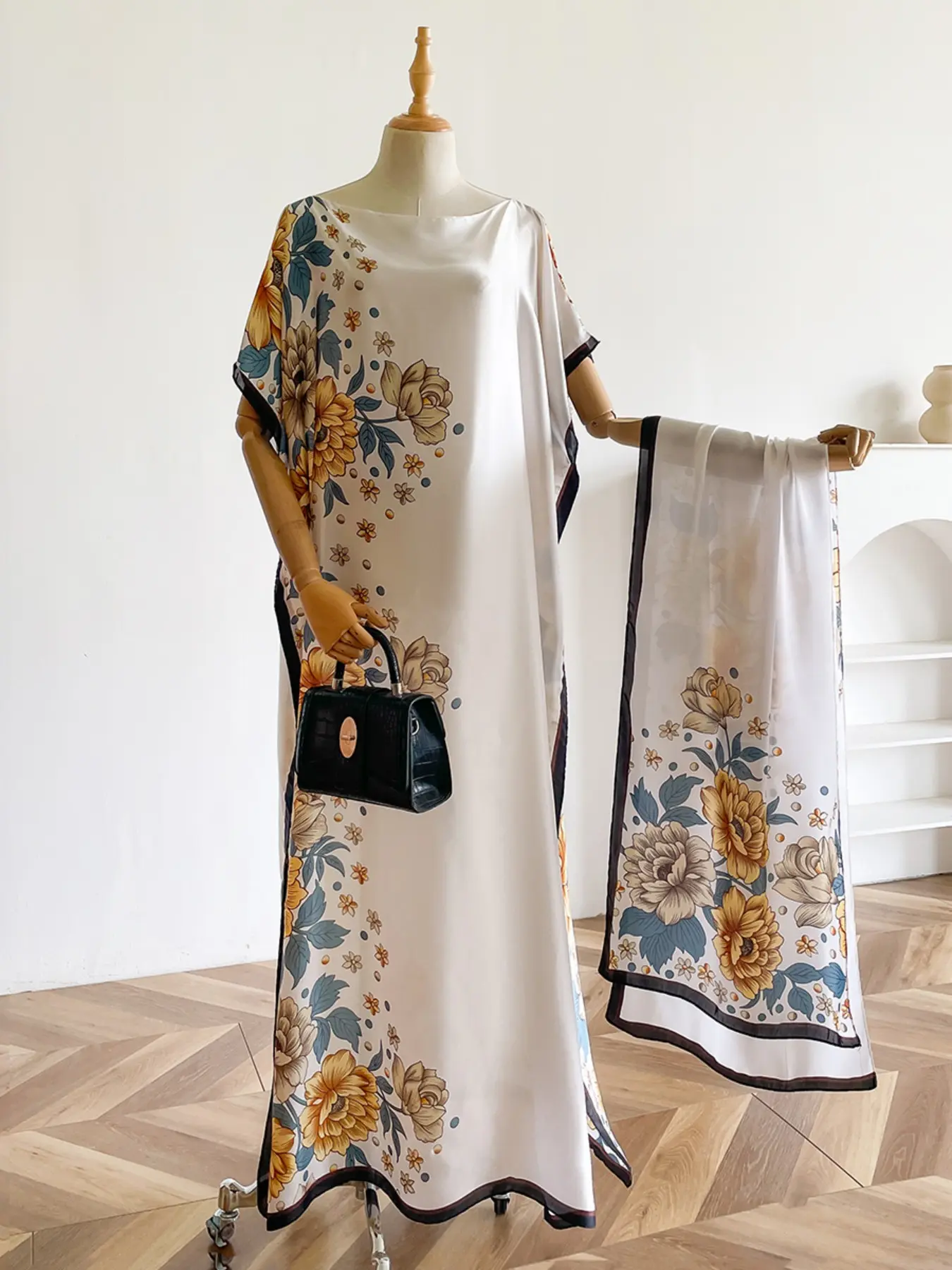 Women's Fashion Floral Print Boho Style Scarf Set, Boho Floral Scarves, Soft Comfortable Woven Floral Pattern Shawl for All Seasons, Casual Vintage Style Accessory