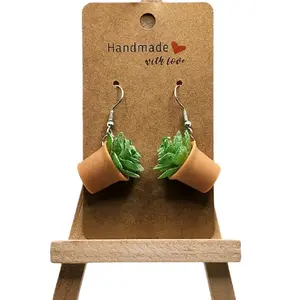 Adorable Plant Earrings Handmade Hook Earrings for Plant Lovers Lightweight & Comfortable Nature Themed Jewelry Perfect for Plant Enthusiasts