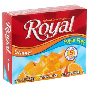 12x Royal Sugar Free Gelatin Orange - Snacks Custard Puddings Jelly Dessert Mix Low Calorie Keto Friendly Diet Snack Fat Free Pantry Staple Bulk Lot Bundle Wholesale Sweet Treat Fruit Flavored Quick Healthy Gelatine.32oz 12ct Pack