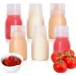 6pcs Condiment Sauces Squeeze Bottles, 6oz Small Salad Dressing Container, Multi-nozzle Salad Squeeze bottle, BBQ Sauce, Oil Bottles Kitchen Lid