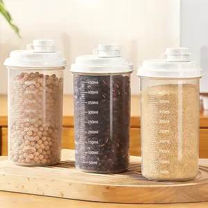 3pcs Measuring Food Storage Containers with Lids Airtight Sealed Canisters for Grains Flour Sugar Beans Coffee Kitchen Pantry Organization and Storage