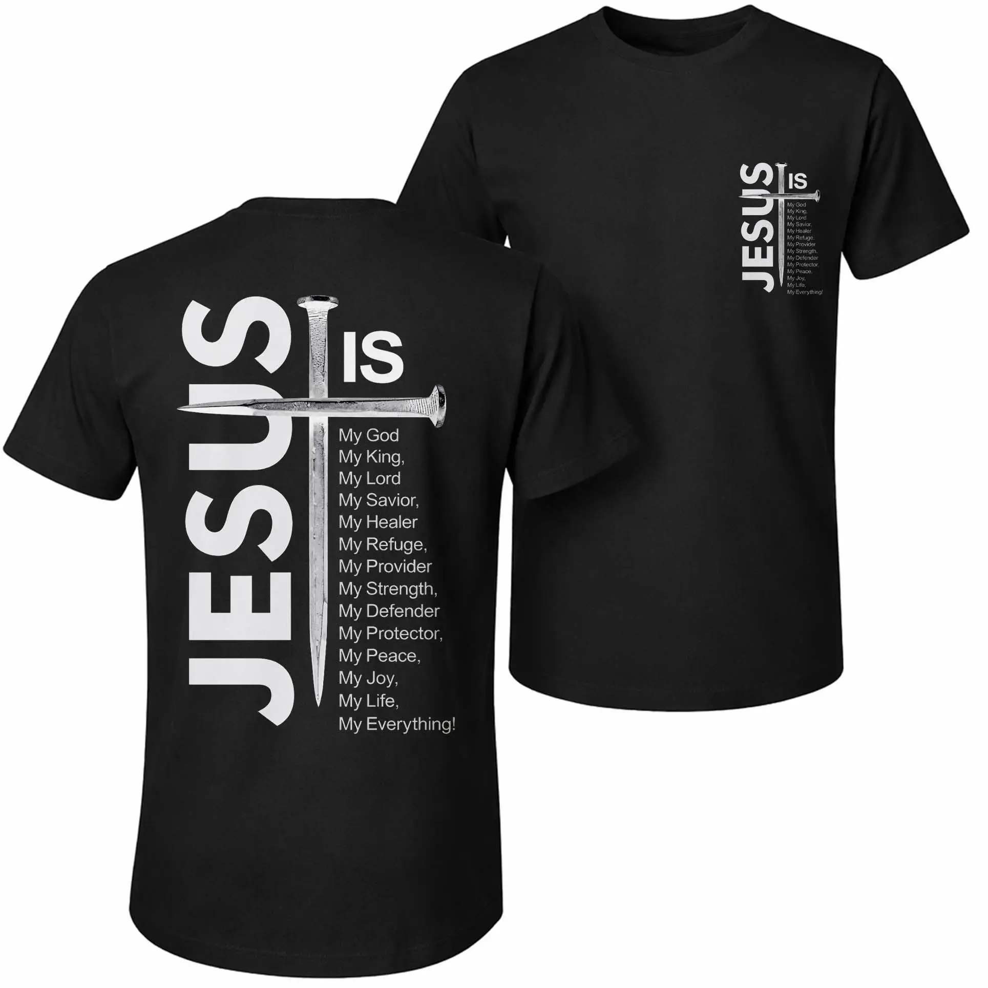 Men's Pure Cotton Short-Sleeve Graphic T-Shirt - Jesus and The Cross Print, Relaxed Fit, Classic Crew-Neck, Breathable Menswear, Unisex Stylish Piece for Spring Summer Wear,summervibes outdoorfun