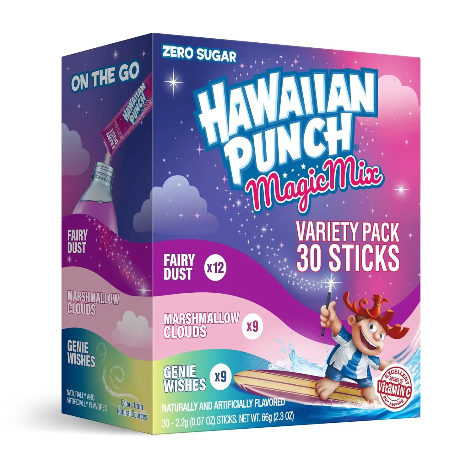 Hawaiian Punch Magic Mix, On-The-Go, Zero Sugar Drink Mix Packets, 30 pack