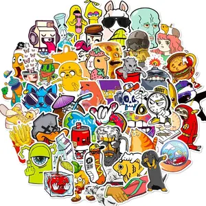 50PCS Trendy and Fashionable Hip-hop Elements Waterproof Graffiti Stickers Funny Stickers for Helmet Bicycle Hand Account Pencil Case Decals