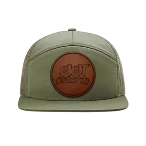 Dirty Diesel Supply Loden Green Turbo Logo Leather Patch Low Profile Flatbill Hat, Summer Trucker Hat, Western Snapback, Flatbill Snapback