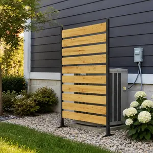 ARCH Cedar Wood Outdoor Privacy Screen Fence Panel 72.8"H x 38.5"W with Metal Frame, Rustic Natural Wood Slats, Freestanding Privacy Wall for Pool Equipment, Trash Can, AC Unit Enclosure, Backyard, Patio, Deck, Multiple Color Options