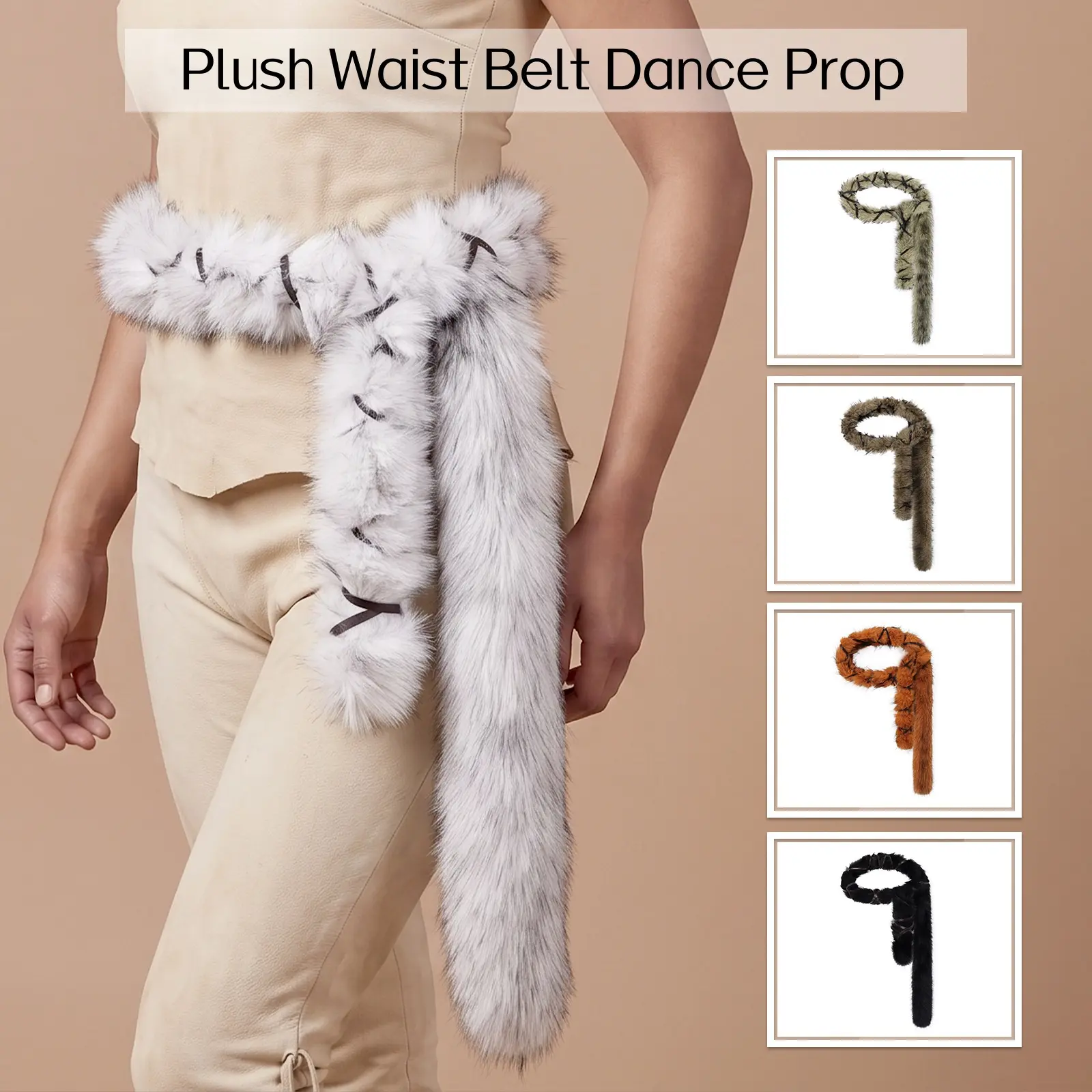 Faux Fur Belt with Long Tail, Y2K Punk Alt Fashion Waist Accessory, Lace Up Fluffy Furry Waistband, Halloween Cosplay Costume Prop, Warm Winter Fashion Belt for Rave Party, Club Outfit, Streetwear Aesthetic