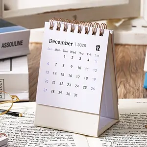 Festival Promotion :12026 Mini Desktop Calendar, monthly and Weekly planner, thick 250g paper, double-line binding, multiple colors available, home office organizer, office stationery supplies