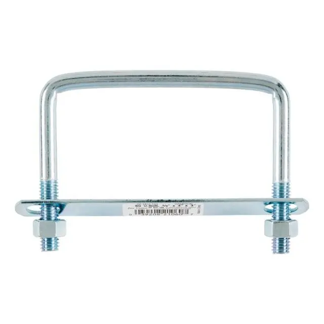 Hampton 02-3452-503 Square Bend Zinc Plated Metal U-Bolt (3/8 inch), Includes Nuts & Cross Plate, 4x3 in., 5.5"h x5.5"w x7"l, Sailing Water Sports Accessory - Pack of 10, Bolts, U-Shaped, Bright Finish, 3/8" Thread, U-Shaped Bolt