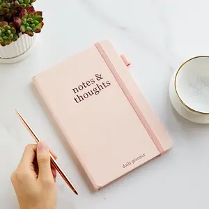 JUBTIC Daily Planner and Notebook with Hourly Schedule -to-do List, Undated Work Planner to Organizer Your Schedule and Tasks - School and Office Supplies for Men and Women, Hardcover, A5, Pink