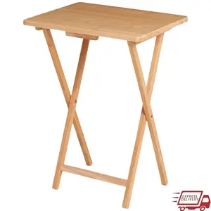 Indoor Folding TV Tray Table Portable Lightweight Solid Rubberwood Space Saving Easy Storage No Assembly Required Compact Design