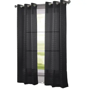 RT Designers Collection Wanda Box Voile Light Filtering One Grommet Curtain Panel 54" x 90" Black
