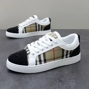 Men's Leather Sneakers for Hairstylists, Sports and Casual Rhinestone Shoes